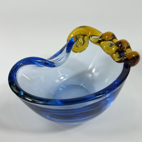 Vintage Mid Century Murano Glass Ashtray Italian Glass Art Eggplant - Picture 1 of 16